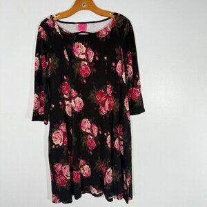 Torrid x Betsey Johnson Floral Mini Dress Roses Cut out 1X